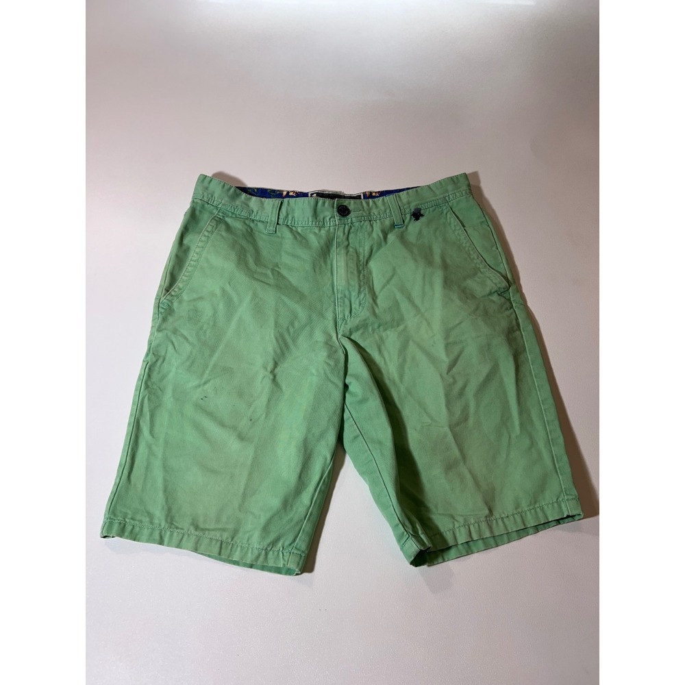 Modern Amusement Chino Shorts Mens 33 Green Good Cotton Twill Flat Front Crow
